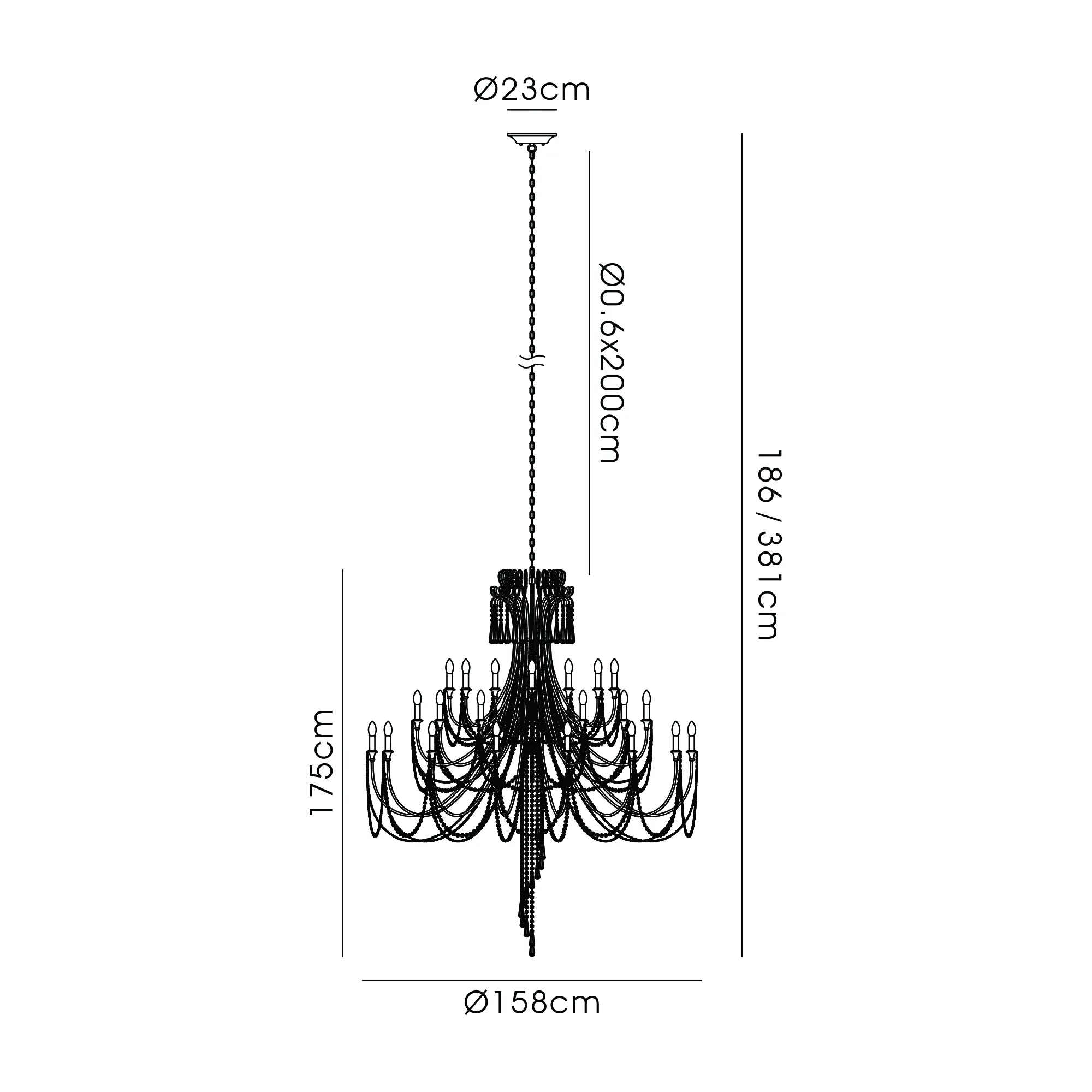 IL31848  Celine Pendant Chandelier 28 Light E14 Aged Silver